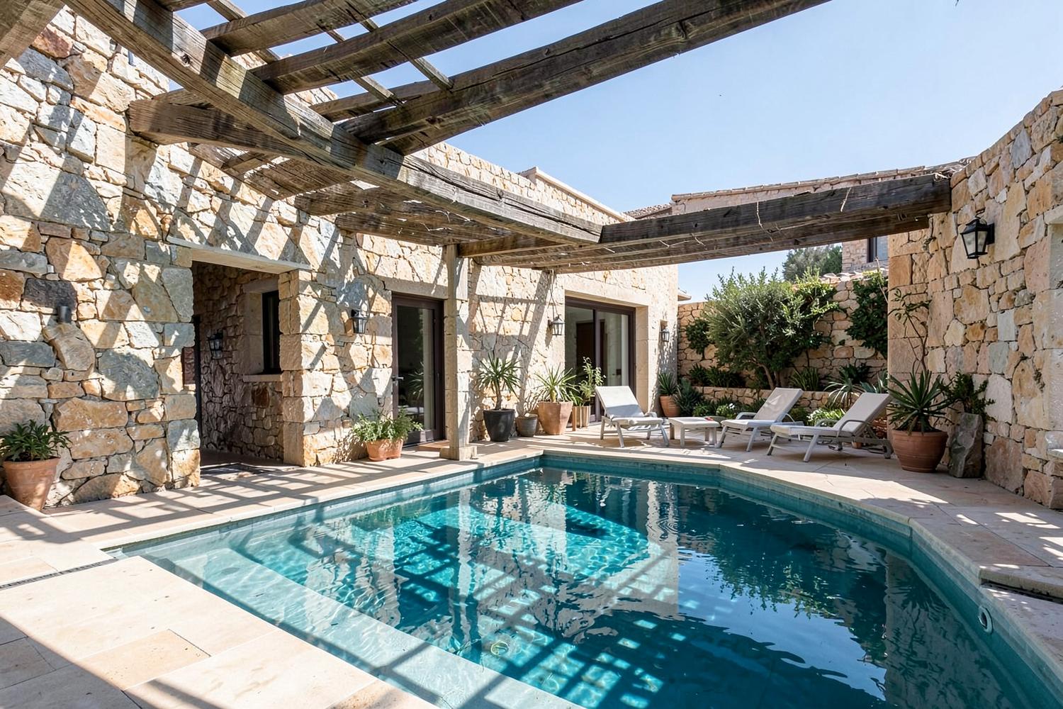 Corte con piscina — Ville. Immagine dimostrativa temporanea.